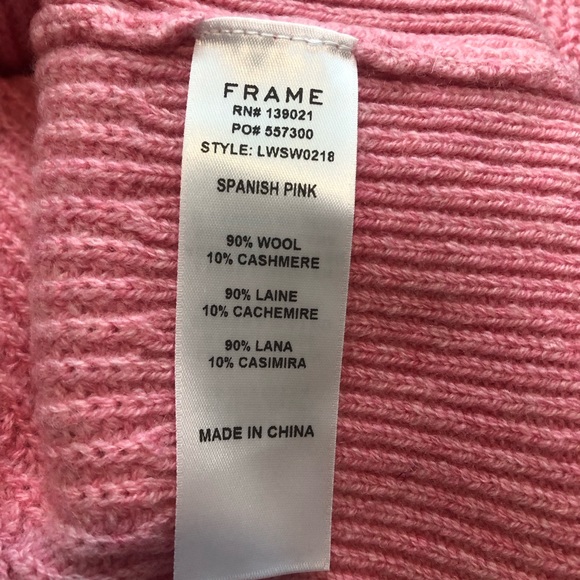 Frame Denim Cashmere & Wool Puff Sleeve Luxury Sweater In Spanish Pink.NWT! Sz L - Picture 12 of 12